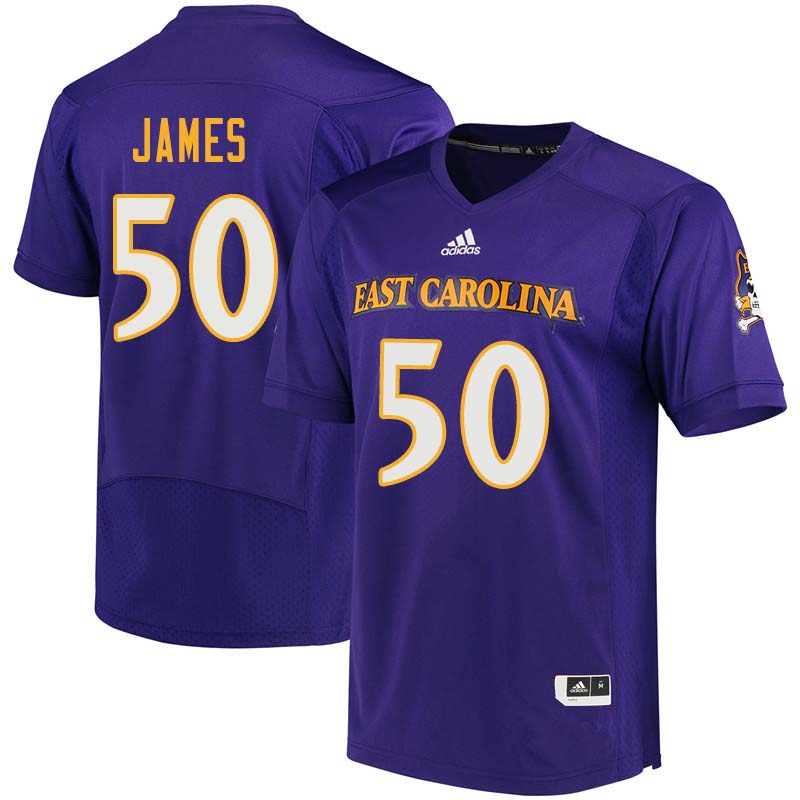 Men #50 Shaun James East Carolina Pirates College Football Jerseys Sale-Purple - Click Image to Close